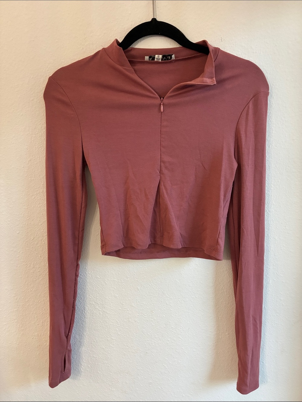 HYFVE Cropped Long-Sleeve Zip Top - Dusty Mauve